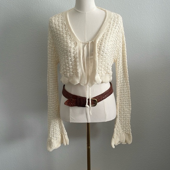 Crochet Tie Front Crop Top Size XL - Picture 1 of 6